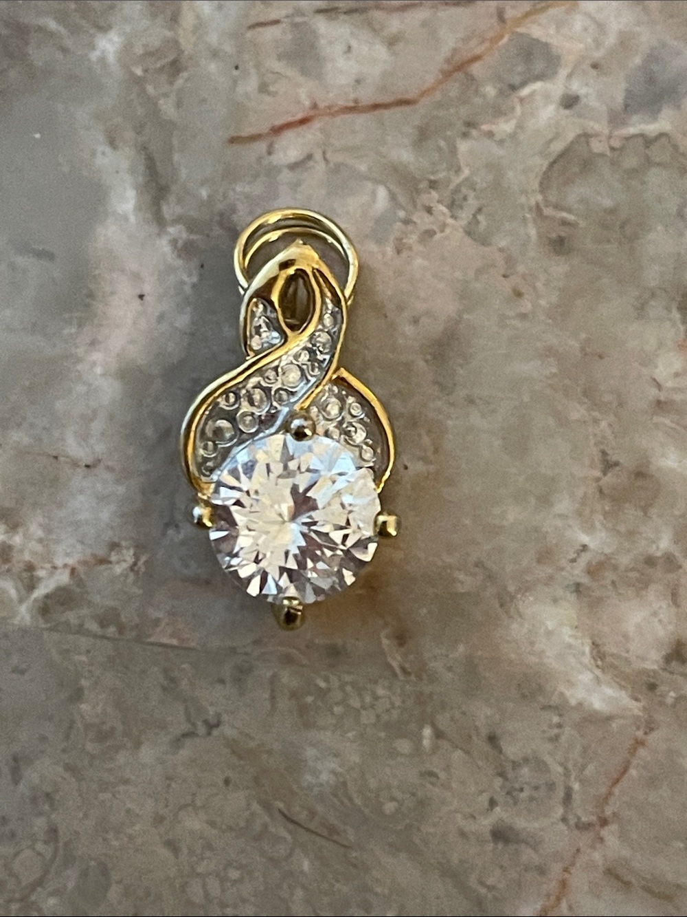 925 Stampd Gold-Tone Cubic Zirconia Pendant Necklace - Elegant Stone!